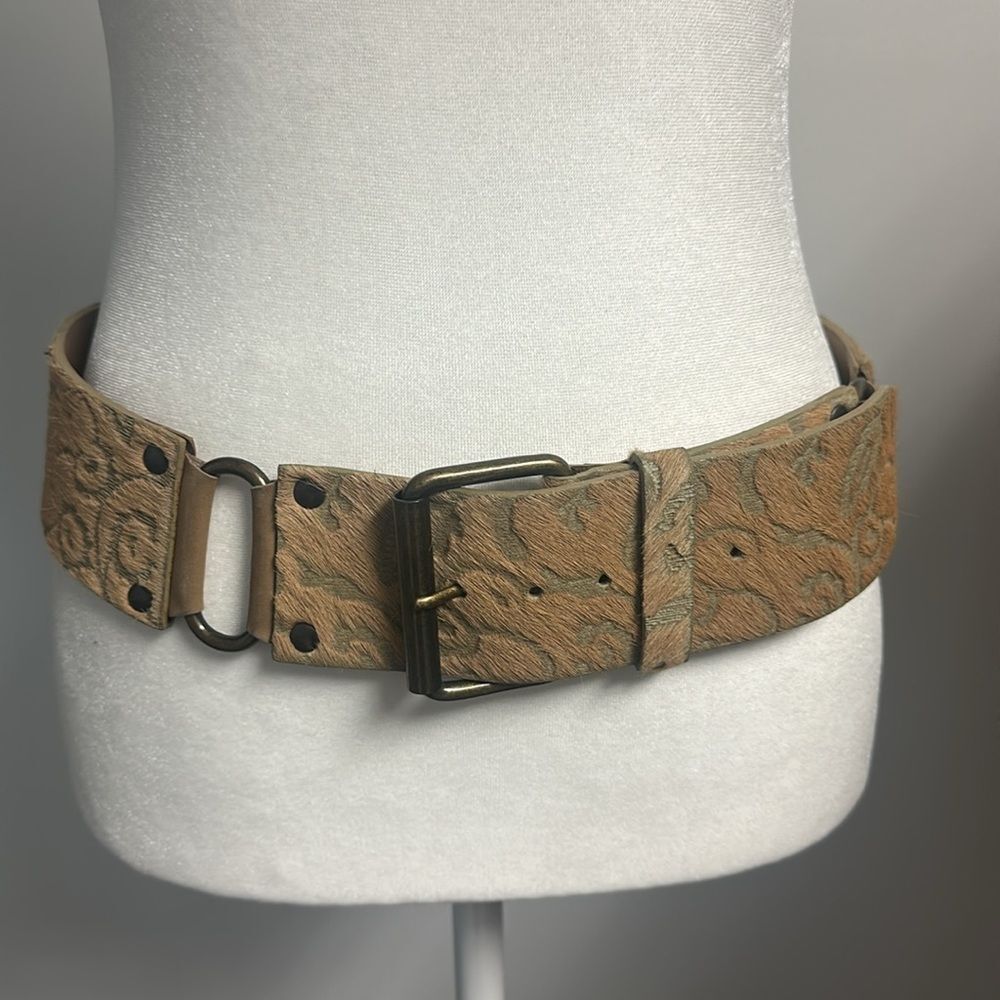 Vintage Nanni Italy Pony Hair Embossed Belt – Size 85/34